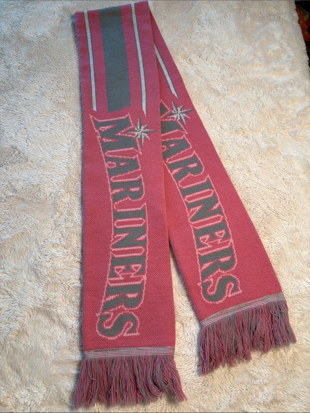 Mariners Pink & Gray Team Logo Scarf 68” Long